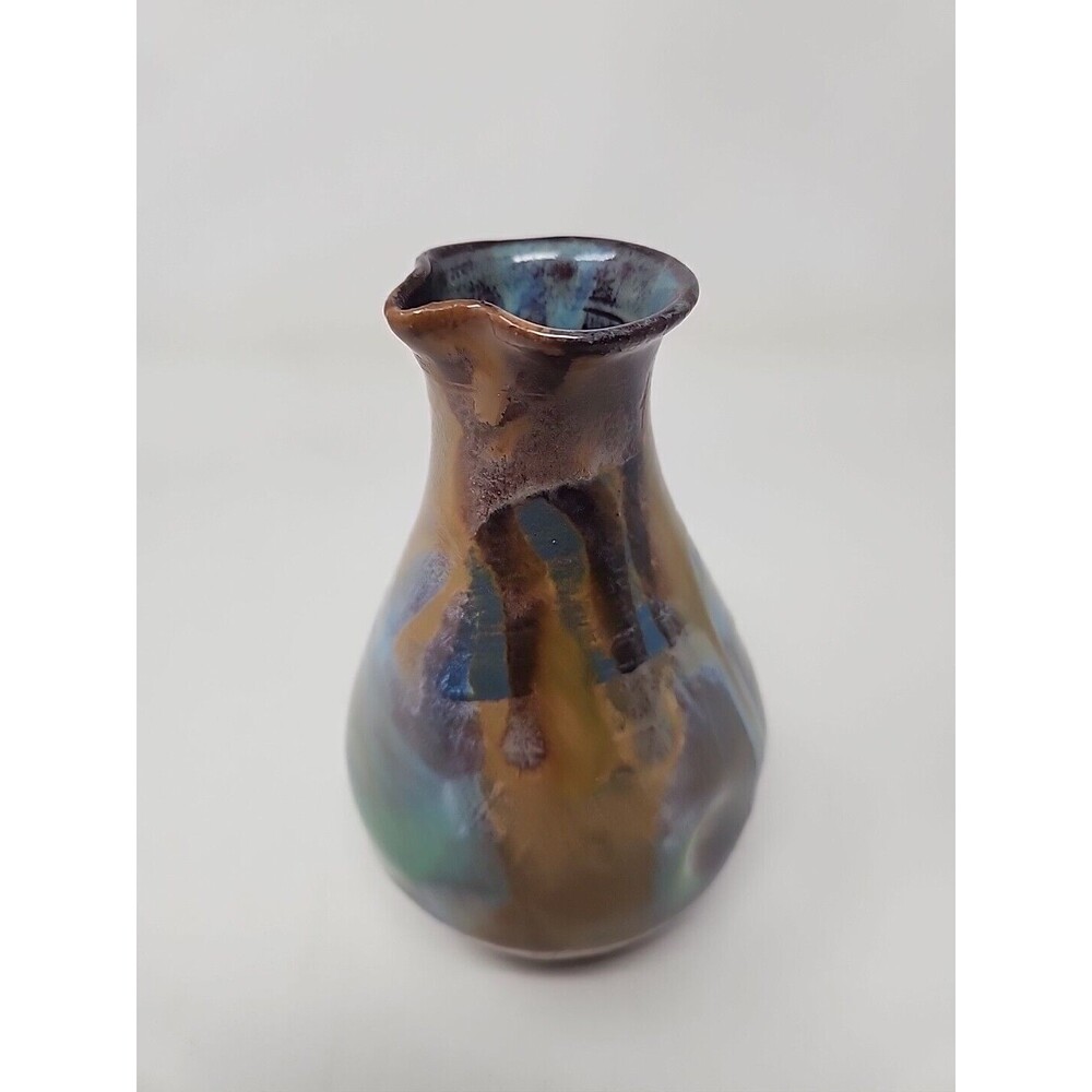 Vtg STUDIO ART POTTERY Pitcher Sake Pourer HANDMADE & HAND GLAZED Signed 6” 70s